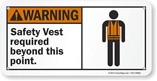 SmartSign "Warning - Safety Vest Required Beyond This Point" Sign | 5" x 10" Plastic SmartSign