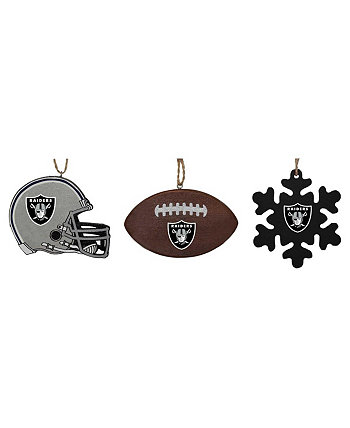 Набор из трех шлемов Las Vegas Raiders, футбольного мяча и украшений в виде снежинок Memory Company