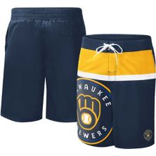 Men's G-III Sports by Carl Banks Navy Milwaukee Brewers Sea Wind Swim Shorts In The Style