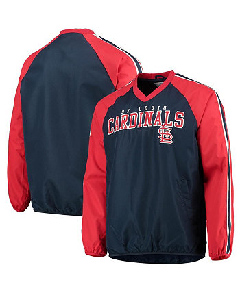 Men's Navy, Red St. Louis Cardinals Kickoff Raglan V-Neck Pullover Jacket G-III Sports by Carl Banks