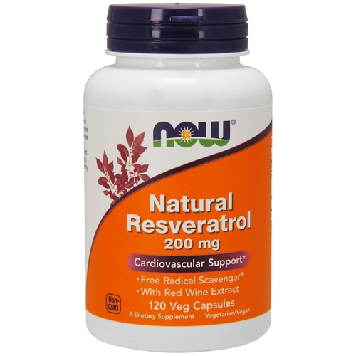 NOW Natural Resveratrol -- 200 мг -- 120 вегетарианских капсул NOW Foods