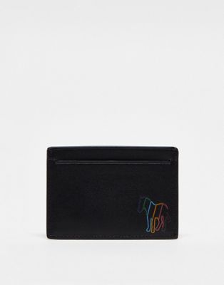 Черный кожаный кошелек для кредитных карт PS Paul Smith с контуром коричневого цвета под зебру PS Paul Smith