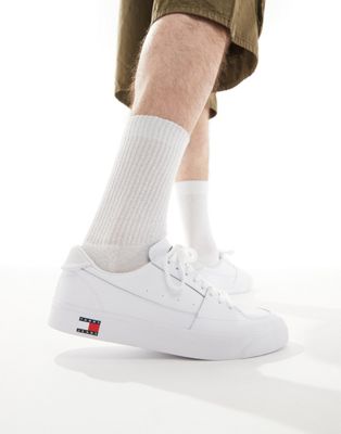 Tommy Jeans vulcanized essential sneakers in white Tommy Jeans