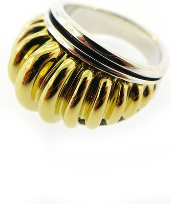 Кольцо из золота 18 карат и серебра с полужирным шрифтом - размер 7 LAGOS