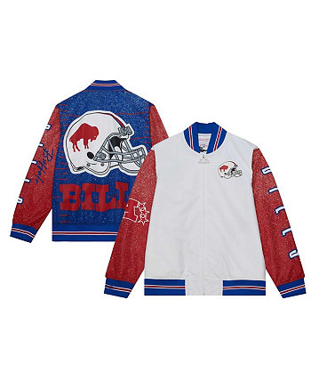 Мужская белая рваная утепленная куртка с молнией во всю длину Buffalo Bills Team Burst Mitchell & Ness