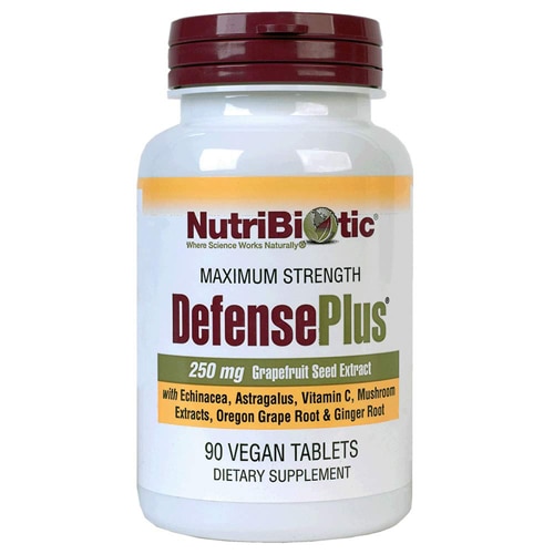 NutriBiotic Defense Plus Экстракт семян грейпфрута — 250 мг — 90 веганских таблеток NutriBiotic