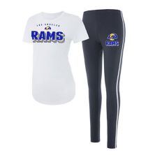 Women's Concepts Sport White/Charcoal Los Angeles Rams Sonata T-Shirt & Leggings Set Unbranded