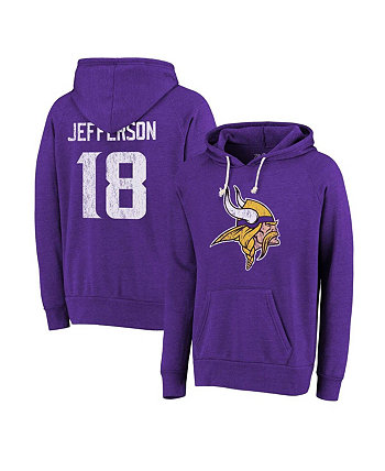 Мужской пуловер с капюшоном Джастина Джефферсона фиолетового цвета Minnesota Vikings с именем и номером и номером Majestic