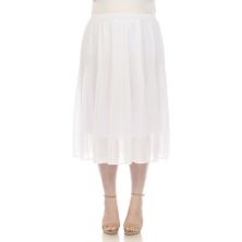 Plus Size Pleated Chiffon Midi Skirt WM Fashion