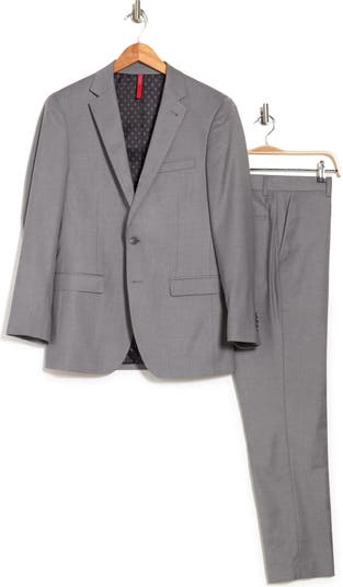 Серый приталенный костюм с двумя пуговицами и лацканами Alessio ZNT18
