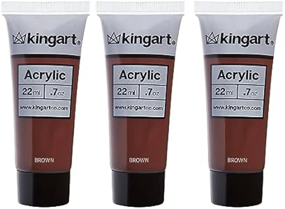 KINGART PRO Artist Quality Acrylic Paint, 22ml (0.74oz) Tubes, Set of 3, Brown Kingart