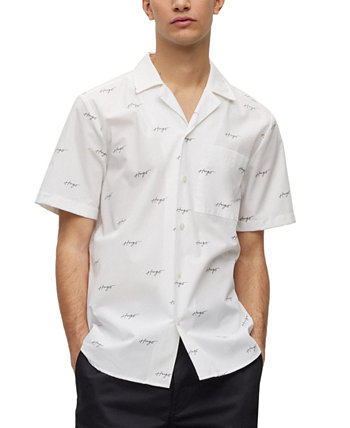 Мужская хлопковая рубашка обычного кроя Ellino с логотипом HUGO BOSS