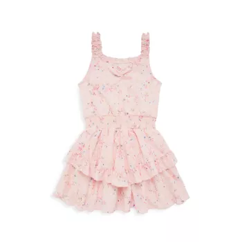 Little Girl's &amp; Girl's Floral Print Ruffle-Trimmed Dress Flowers By Zoe