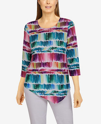 Petite Size Classics Brushstroke Print Knit Top Alfred Dunner