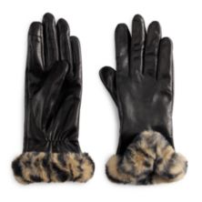 Женские кожаные перчатки Cuddl Duds® с манжетами из искусственного меха Cuddl Duds