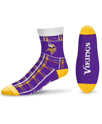 Женские носки до щиколотки Minnesota Vikings в шотландскую клетку For Bare Feet