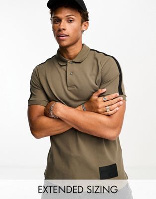 Рубашка-поло цвета хаки с окантовкой на рукавах Armani Exchange AX ARMANI EXCHANGE