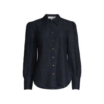 Harlow Floral-Lace Shirt MILLY