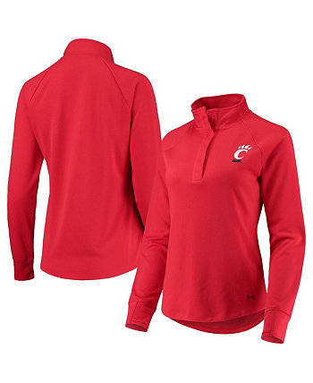 Женская красная куртка Cincinnati Bearcats двойной вязки с регланом и застежкой на четверть Under Armour