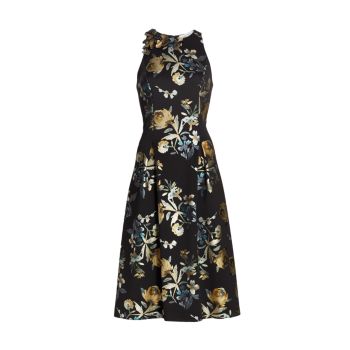 Floral Sleeveless Fit-And-Flare Dress Teri Jon by Rickie Freeman