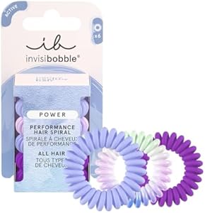 invisibobble Power Traceless Spiral Hair Ties - 6 Pack - Strong Elastic Grip Coil Hair Accessories for Active Women - Non Soaking - Gentle for Girls Teens and Thick Hair (Gym Jelly) Invisibobble