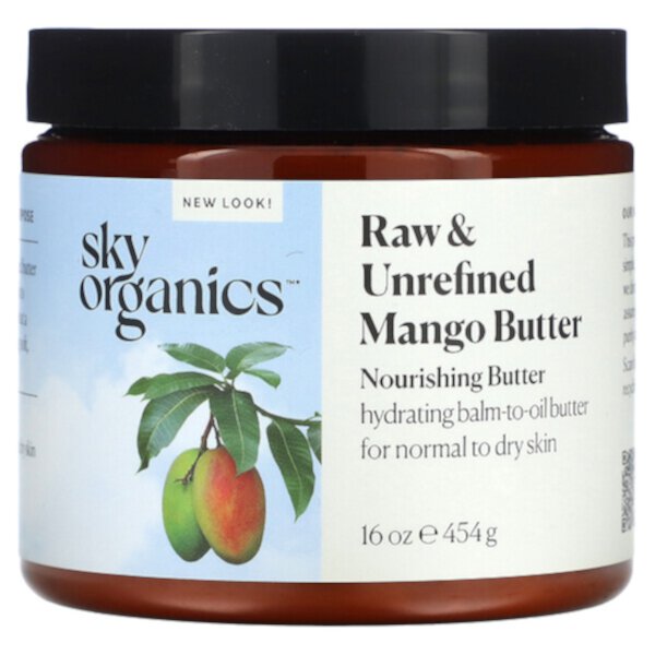 Масло манго, сырое и нерафинированное, 16 унций (454 г) Sky Organics