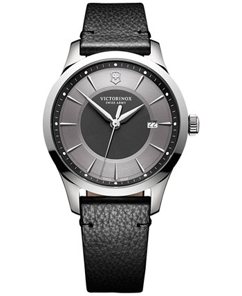 Мужские швейцарские часы Alliance с черным кожаным ремешком 40мм Victorinox