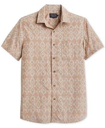 Men's Deacon Chambray Tile Print Short Sleeve Button-Front Shirt Pendleton