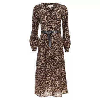 Шифоновое леопардовое платье миди Kate MICHAEL Michael Kors