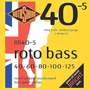 Никелевые (нешелковые) струны для 5-струнного баса Rotosound RB, диаметры 40, 60, 80, 100 и 125 ROTOSOUND