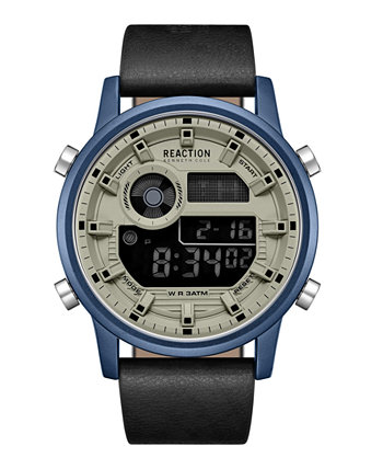 Мужские цифровые часы с черным синтетическим кожаным ремешком, 46 мм Kenneth Cole