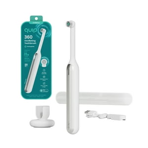 Quip 360 Oscillating Rechargeable Electric Toothbrush, Adult Compact Head, Silver Cloud Quip