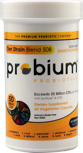 Probium Probiotics Ten Strain Blend 50B — 50 миллиардов КОЕ — 60 вегетарианских капсул Probium