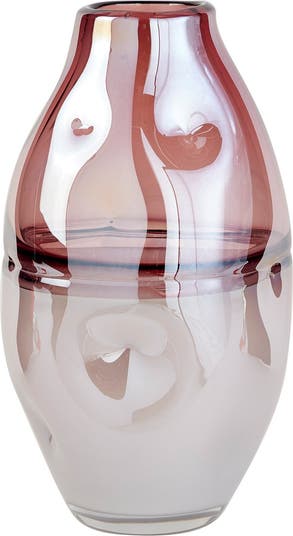 Большая круглая полупрозрачная и пастельно-розовая ваза с ямочками - 7 "x 12,5" Willow Row