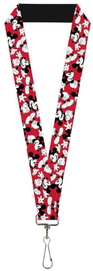 Lanyard-1.0-Mickey Mouse Poses Scattered Red/Black/White Buckle-Down