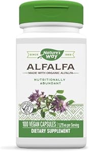 Nature's Way Alfalfa - 1,215 mg per 3-capsule serving - Alfalfa Herbal Capsule - Gluten Free - 100 Vegan Capsules (Веганские капсулы) Nature's Way