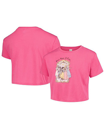 Розовая укороченная футболка в винтажном стиле с рваной принтом «Принцесса Диснея» для больших девочек Mad Engine