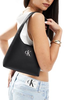 Calvin Klein Jeans minimal monogram shoulder bag in black Calvin Klein