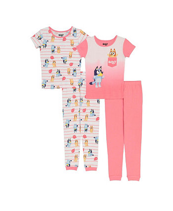 Хлопковая пижама для маленьких девочек, комплект из 4 предметов Bluey