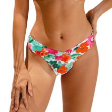 Women's CUPSHE Tropical Print V-Front Hipster Bikini Bottoms Cupshe