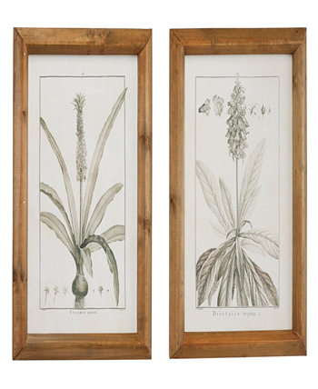 Настенное искусство в рамке из деревянных листьев и коричневой рамке, набор из 2 предметов, 17 x 21 дюйм Rosemary Lane