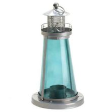 Tinted Glass Lighthouse Candle Lantern Accent Plus