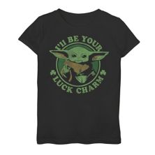 Девочки 7-16 Звездные войны Мандалорец Я буду твоим очаровательным талисманом Grogu aka Baby Yoda Portrait Graphic Tee Star Wars