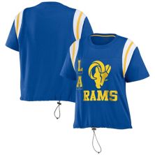 Women's WEAR by Erin Andrews Royal Los Angeles Rams Cinched Colorblock T-Shirt WEAR by Erin Andrews