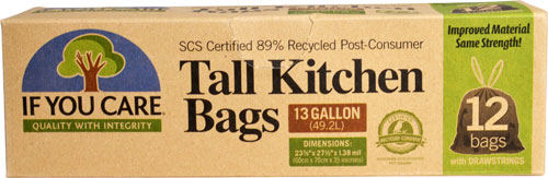 Высокие кухонные сумки с ручками If You Care 13 галлонов -- 12 сумок If You Care