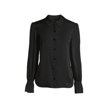 Lacey Silk-Blend Button-Front Shirt MILLY