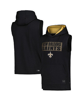 Мужской черный пуловер без рукавов New Orleans Saints Marathon с капюшоном MSX by Michael Strahan