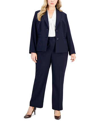Plus Size Peak-Lapel Button-Front Pantsuit Le Suit