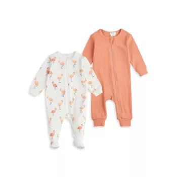 Baby Girl's 2-Pack Flamingo Footie &amp; Ribbed Coveralls Set Firsts by Petit Lem
