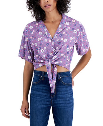 Рубашка с завязками спереди и цветочным принтом для юниоров Self Esteem